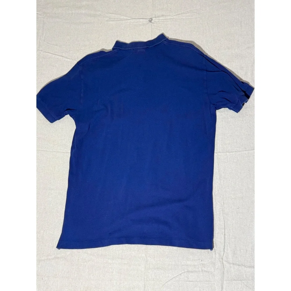 Polo Ralph Lauren Mens Large Blue Short Sleeve Mesh Cotton Polo Shirt Green Pony